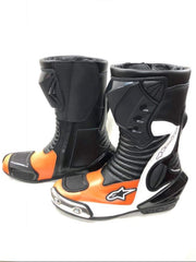 Mens Red & Black CE Motorbike Motorcycle Racing Leather Shoes Long Sports Boots