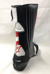 Mens Red & Black CE Motorbike Motorcycle Racing Leather Shoes Long Sports Boots