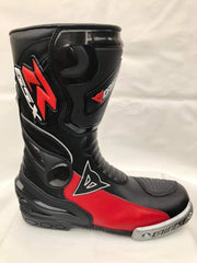 Mens Red & Black CE Motorbike Motorcycle Racing Leather Shoes Long Sports Boots