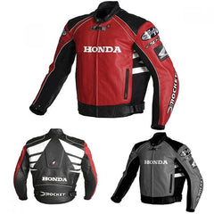 Honda Motorcycle Genuine Leather Jacket Street Racing Unisex Motorbike Jacket