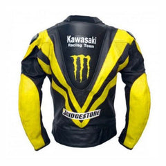 Kawasaki Motorcycle Genuine Leather Jacket Street Racing Unisex Motorbike Jacket