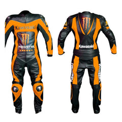 Kawasaki Motorbike Racing Suit Motorcycle Genuine Cowhide Leather Protective Suit