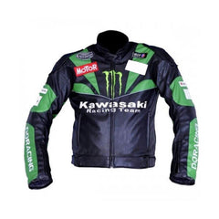 Kawasaki Motorcycle Genuine Leather Jacket Street Racing Unisex Motorbike Jacket