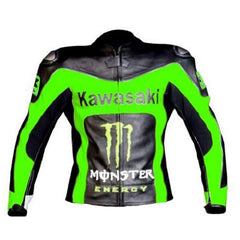 Kawasaki Motorcycle Genuine Leather Jacket Street Racing Unisex Motorbike Jacket