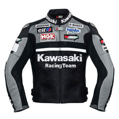 Kawasaki Motorcycle Genuine Leather Jacket Street Racing Unisex Motorbike Jacket