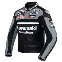 Kawasaki Motorcycle Genuine Leather Jacket Street Racing Unisex Motorbike Jacket
