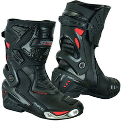 Mens Red & Black CE Motorbike Motorcycle Racing Leather Shoes Long Sports Boots