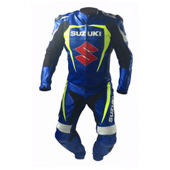 Suzuki Motorbike Racing Suit Motorcycle Genuine Cowhide Leather Protective Suit