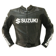 Suzuki Motorcycle Genuine Leather Jacket Street Racing Unisex Motorbike Jacket