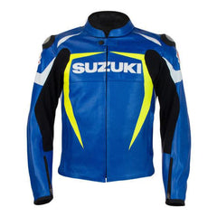 Suzuki Motorcycle Genuine Leather Jacket Street Racing Unisex Motorbike Jacket