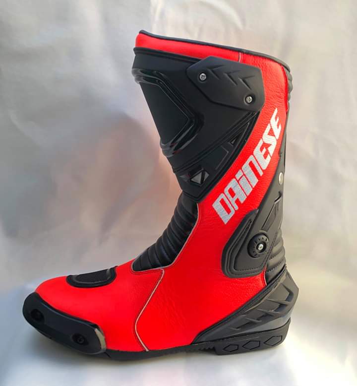 Mens Red & Black CE Motorbike Motorcycle Racing Leather Shoes Long Sports Boots