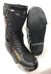 Mens Red & Black CE Motorbike Motorcycle Racing Leather Shoes Long Sports Boots