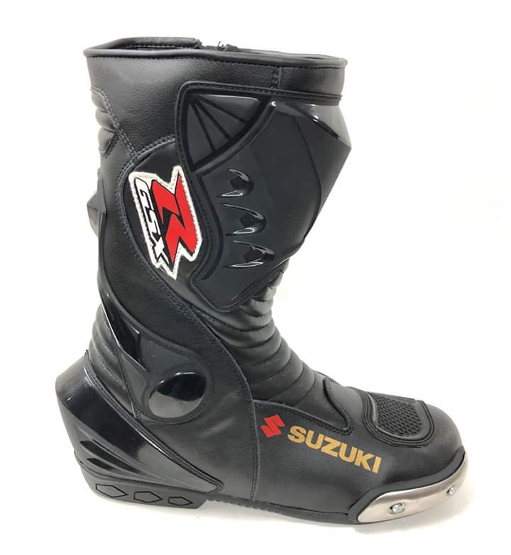 Mens Red & Black CE Motorbike Motorcycle Racing Leather Shoes Long Sports Boots