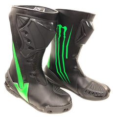 Mens Red & Black CE Motorbike Motorcycle Racing Leather Shoes Long Sports Boots