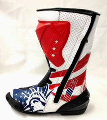 Mens Red & Black CE Motorbike Motorcycle Racing Leather Shoes Long Sports Boots