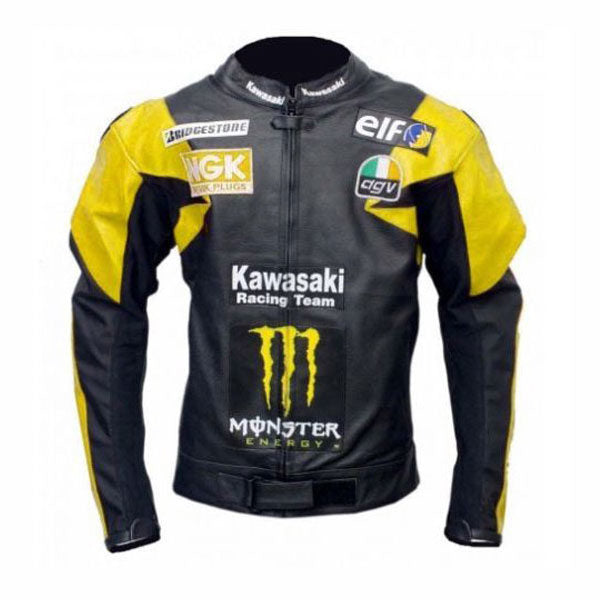 Kawasaki  Motorcycle Genuine Leather Jacket Street Racing Unisex Motorbike Jacket