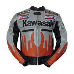 Kawasaki  Motorcycle Genuine Leather Jacket Street Racing Unisex Motorbike Jacket