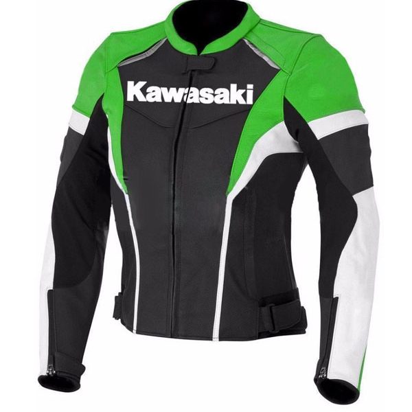 Kawasaki  Motorcycle Genuine Leather Jacket Street Racing Unisex Motorbike Jacket