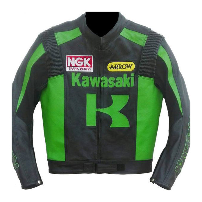 Kawasaki  Motorcycle Genuine Leather Jacket Street Racing Unisex Motorbike Jacket