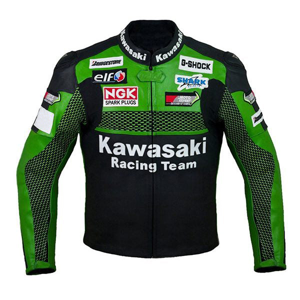 Kawasaki  Motorcycle Genuine Leather Jacket Street Racing Unisex Motorbike Jacket