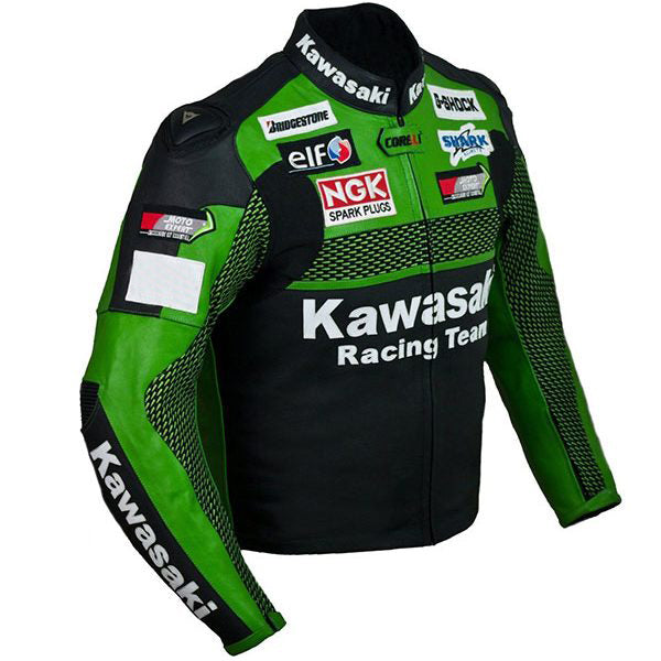 Kawasaki  Motorcycle Genuine Leather Jacket Street Racing Unisex Motorbike Jacket