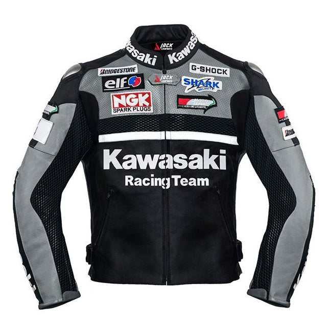 Kawasaki  Motorcycle Genuine Leather Jacket Street Racing Unisex Motorbike Jacket