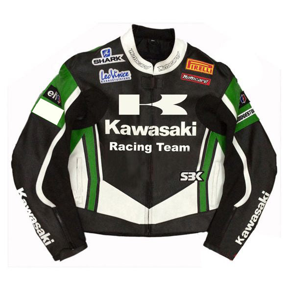 Kawasaki  Motorcycle Genuine Leather Jacket Street Racing Unisex Motorbike Jacket