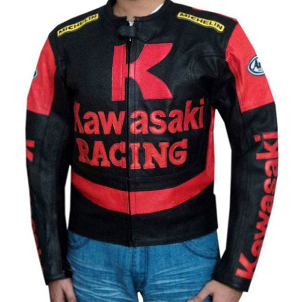 Kawasaki  Motorcycle Genuine Leather Jacket Street Racing Unisex Motorbike Jacket